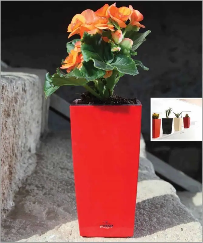 Çiçek dikilmiş kırmızı akıllı saksı