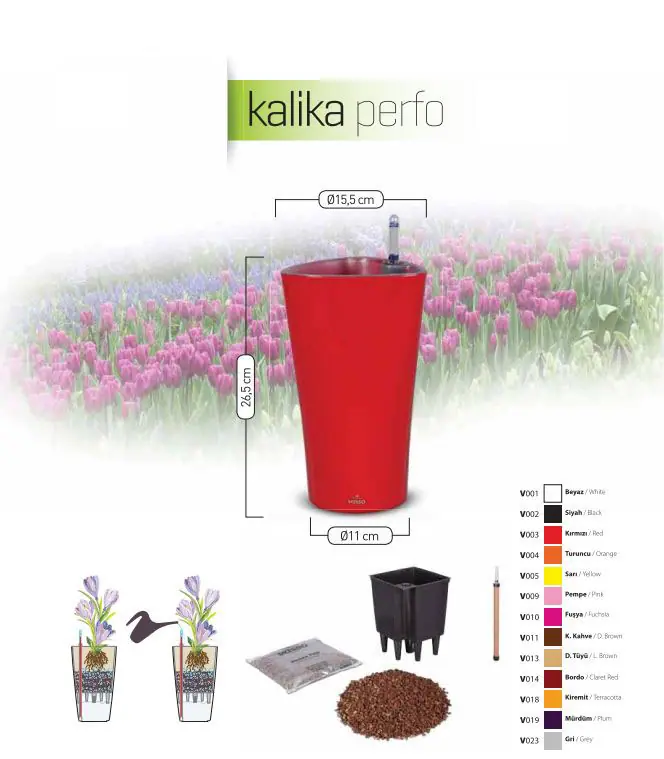Kırmızı akıllı saksı modeli