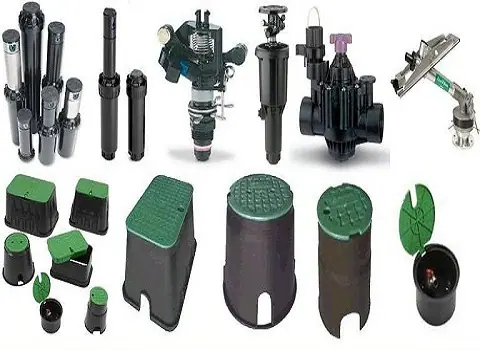Sprinkler, vana ve kutu gibi otomatik sulama malzemeleri